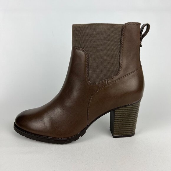 Clarks Womens Verona Ease Brown Leather Chelsea Ankle Boots Block Heel size 11M - Picture 7 of 16
